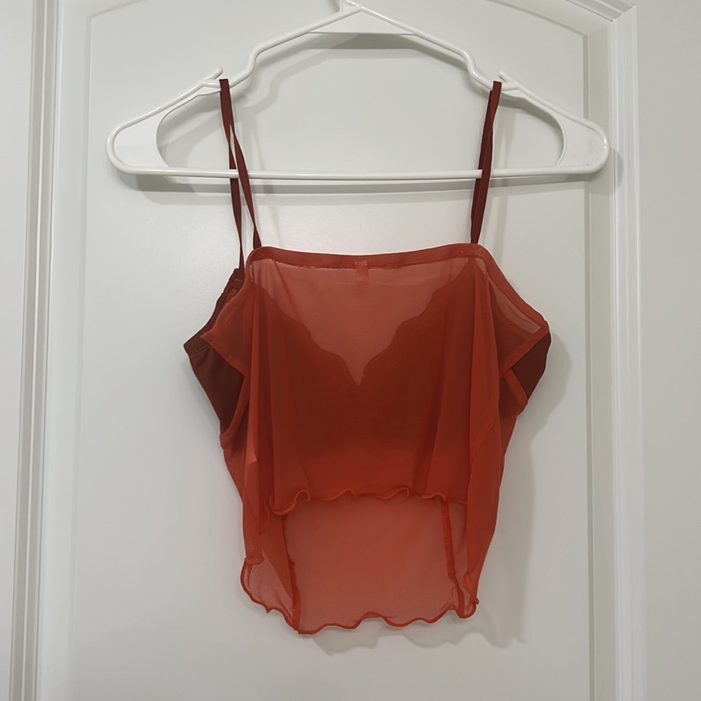 Orange mesh top - Picture 2 of 2